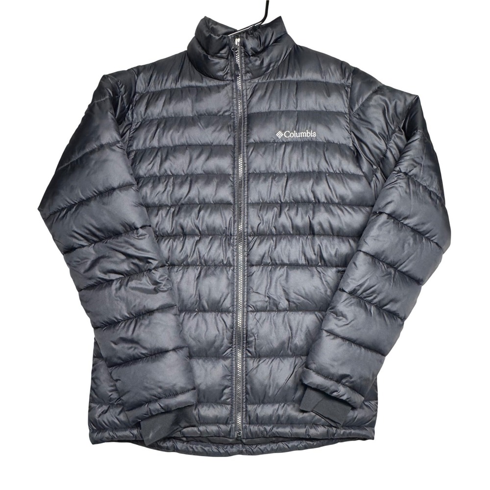 Columbia Mens Black Puffer Jacket Full Zip Quilted Insulated Coat Small